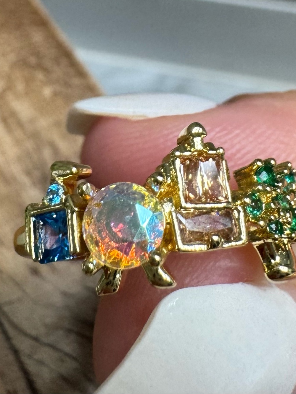 Disney 4 parks Gold colored Multi-Stone Ring with Iridescent Center